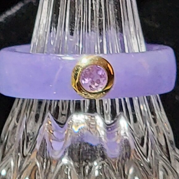 Lavender Jade and Amethyst Ring with 14kt Gold - Picture 1 of 3